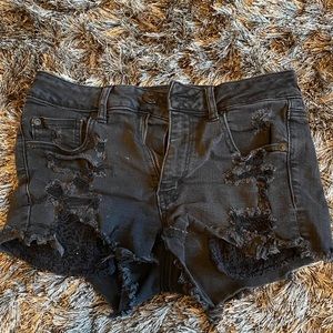 Dark Gray Distressed Jean Shorts